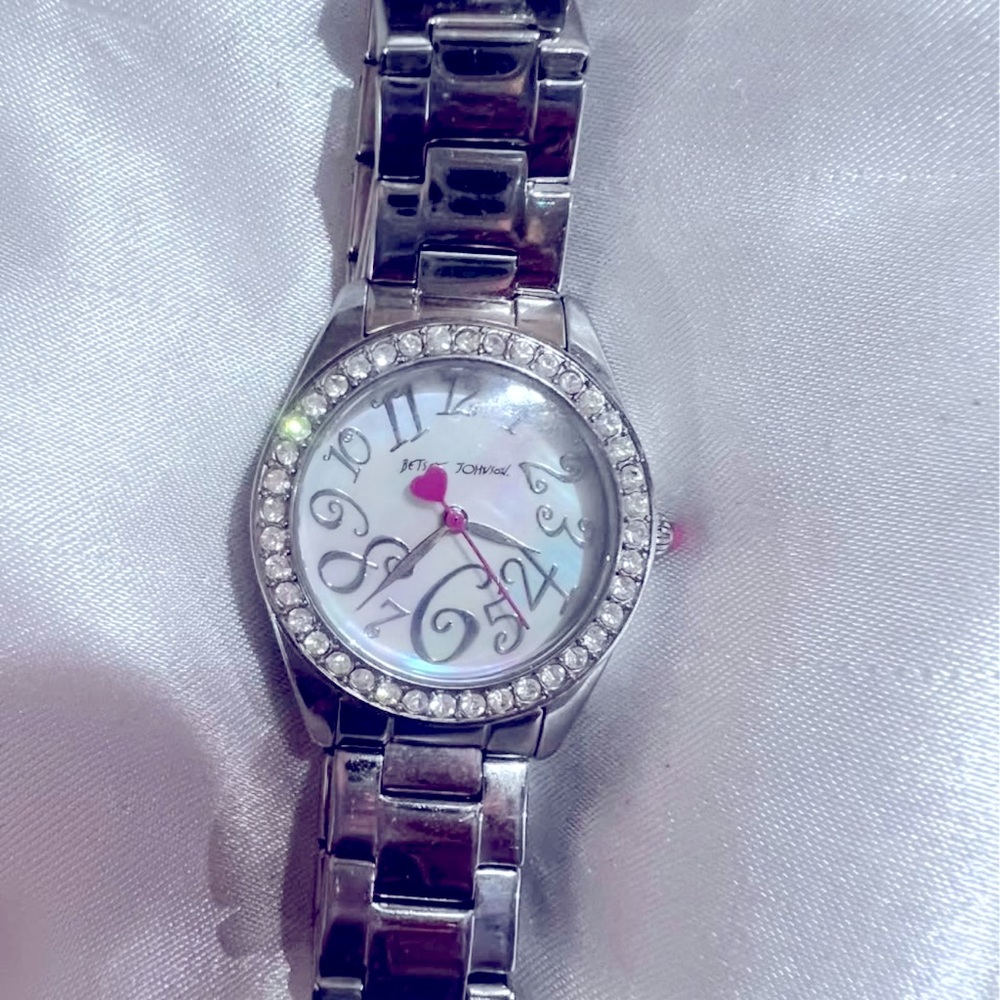 Stainless Steel Betsy Johnson Mother Of Pearl Watch